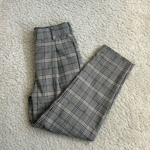 LOFT Black & Brown Plaid Pleated Trousers - XXSP